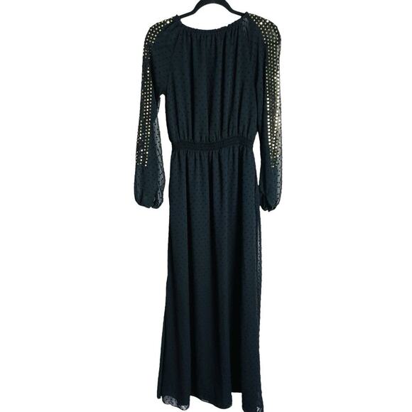 Altuzarra x Target Goth Maxi Dress Womens 4 Black Swiss Dot Sequin Detail Slit - Picture 3 of 11